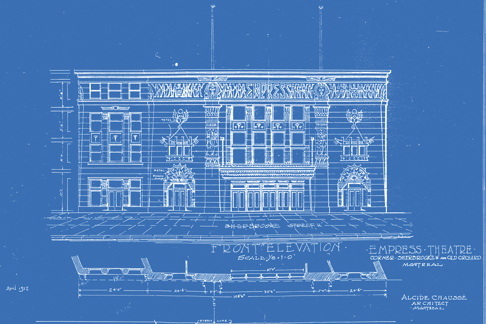 Original blueprint for Empress Theatre in Montreal